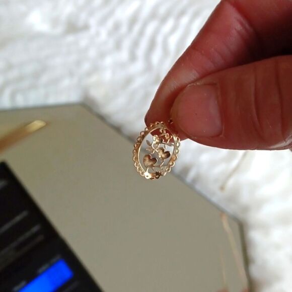 14KT GOLD‎ Chain /W Flower Cut Out Pendant 18 L .09 Gold - Picture 8 of 10